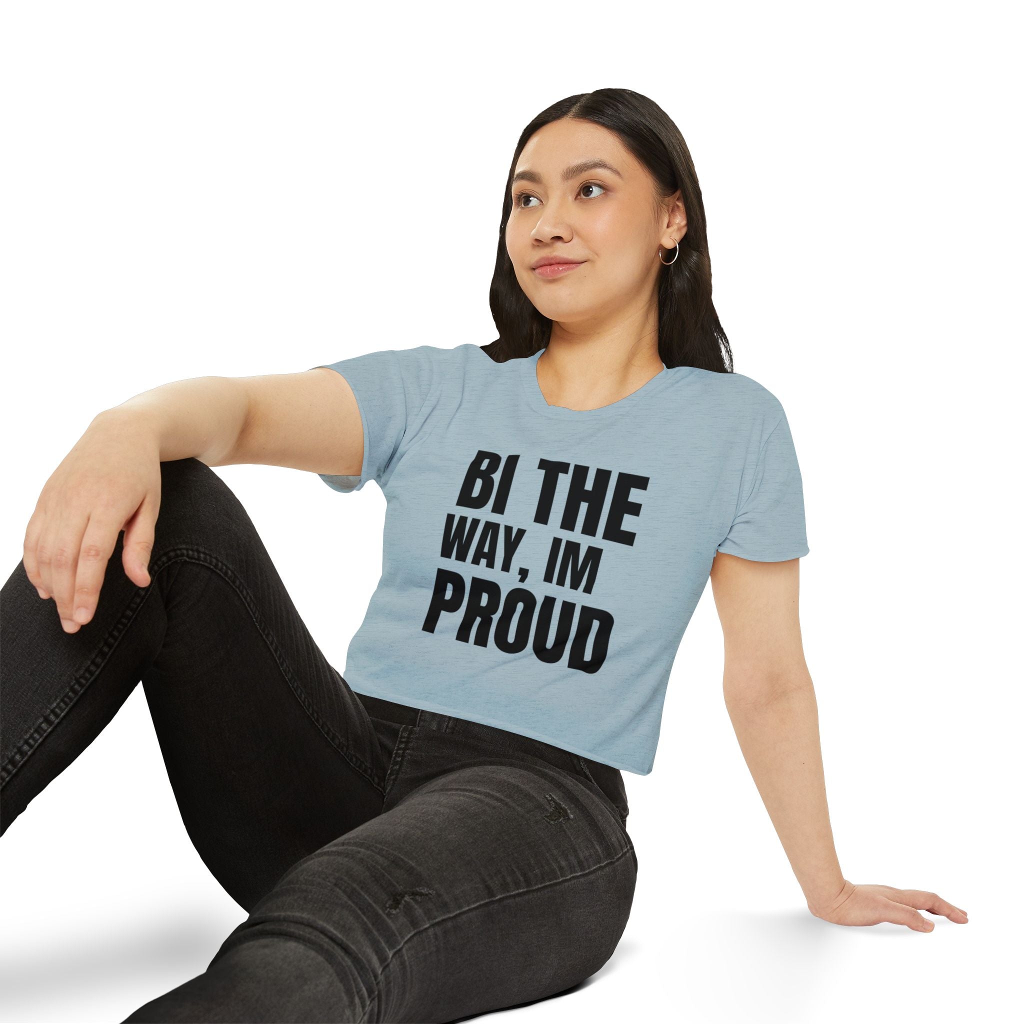 Bi The Way, I'm Proud l Stonewash Denim Crop Top